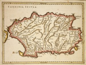 Mapa regionu Sardinie, od Joan Blaeu od Joan Blaeu