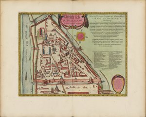 Mapa moskevského Kremlu ze 16. století Castellum Urbis Moskvae, ca. 1600. od Joan Blaeu