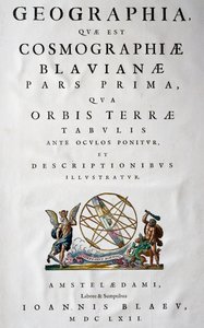 Titulní strana I. části, Atlas Maior, atlas v 11 svazcích, od Joan Blaeu (1596-1673), mědirytina, 57,5x39 cm, Amsterdam od Joan Blaeu