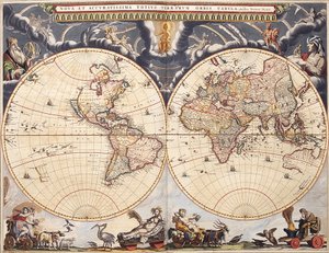 Mapa světa z atlasu Blaeu od Joan Blaeu