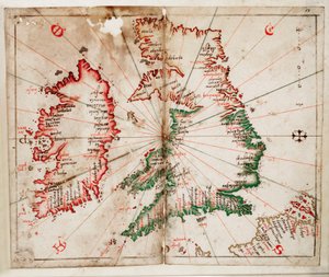 Británie a Irsko, kolem roku 1550 (pergamen)
