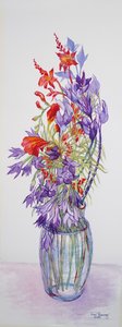 Agapanthus campanulatus a Crocosmia, 2015, akvarel na ručním papíře od Joan Thewsey