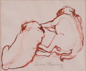 Two Pug Pupppies, the brothers, 2005, (inkoust na mokrém papíře) od Joan Thewsey