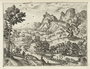 Krajina se sokolovnou Krajiny, mořské krajiny a imaginativní městské scenérie (název série)