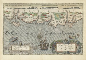 Mapa jihoanglického pobřeží mezi Isle of Wight a Doverem Popishe der Zee Custen van Englandt mezi Wicht ende Doueren (název na objektu)