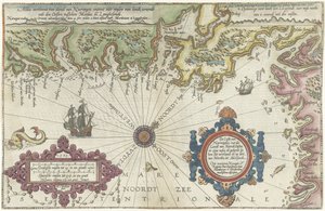 Mapa pobřeží Norska a Švédska mezi Merdøy a Uddevalla Custe van Noorweghen, s tím, že přistane od severu k východu na západě a tvarem (...) (nadpis na objektu)