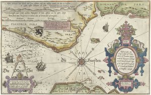 Mapa pobřeží Flander, Normandie a Anglie Popis moře Custen van Vlanderen ende Picardien (...) (název na objektu)