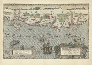 Mapa pobřeží jižní Anglie mezi Isle of Wight a Dover