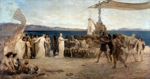 Založení Marseille v roce 600 př.nl - Svatby Protis a Gyptis (olej na plátně) od Joanny Rave