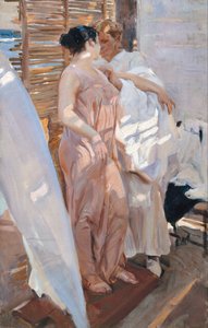 Růžový plášť. Po koupeli od Joaquín Sorolla