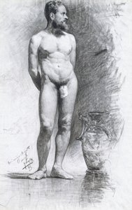 Akademický mužský akt s řeckou urnou, 1883