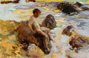Boy in the Breakers, Javea, 1900 od Joaquín Sorolla