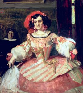 Portrét Marie Guerrero, herečky a ředitelky Teatro Espanol v Madridu od Joaquín Sorolla