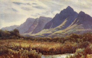Cape Peninsula, Jižní Afrika: Stolová hora z Cape Flats (barva litho) od Joaquin Xaudaru y Echau
