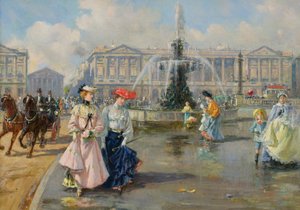 Place de la Concorde, kolem roku 1872 (olej na plátně) od Joaquín Pallarés Allustante