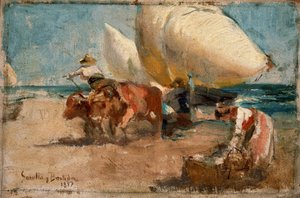 Plážová scéna od Joaquín Sorolla