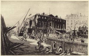 Demolice Devonshire House (litho) od Job Nixon