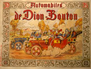 Plakát s reklamou na auta De Dion Bouton, 20. léta 20. století