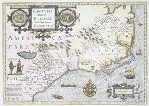 Virginiae item et Floridae Americae provinciarum, nova descriptio, 1636 od Jodocus Hondius