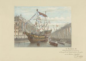 Dekorace na Herengracht u příležitosti dubnových slavností 1887 od Johan Adolph Rust