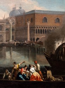Pohled na povodí San Marco, Benátky, asi 1730-35 (olej na plátně) od Johan Anton Richter
