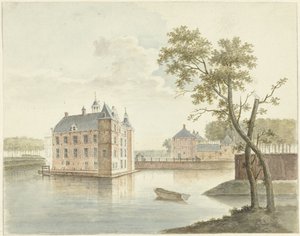 Pohled na neznámý hrad od Johan Antonie Kaldenbach