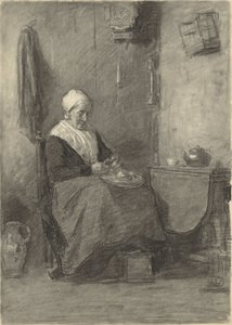 Farmářka v interiéru od Johan Antonie de Jonge