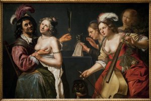 Marnotratný syn neboli „alegorie pěti smyslů“. Obraz Johannese Baecka (asi 1600-1654), olej na plátně od Johan Baeck