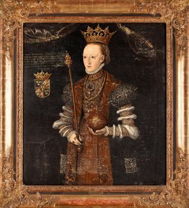 Portrét Marguerite Lejonhufvud (rozená Margareta Eriksdotter) (1516-1551), reine de Suede - Peinture de Johan Baptista van Uther (aktif 1562-1597), huile sur toile (102x90 cm) od Johan Baptista van (active 1562 1597) Uther