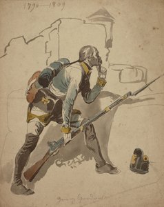 Soukromá pěchota linie (možná 27. pluk, Hesse Cassell), 1790-1809 (akvarel)