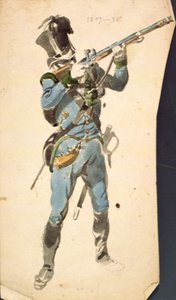 Střelec rakouských Jaegers, Prestige Corp národní elity, 1835 (akvarel)