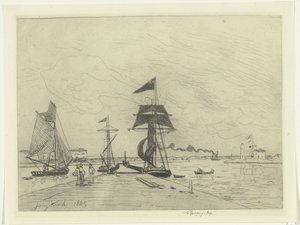 Molo v Honfleuru od Johan Barthold Jongkind