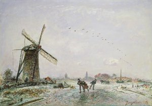 Eisläufer in Holland, 1872 von Johan Barthold Jongkind
