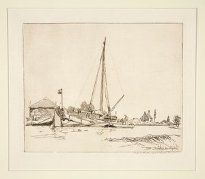 La Barque amar?e (Ukotvený člun) od Johan-Barthold Jongkind