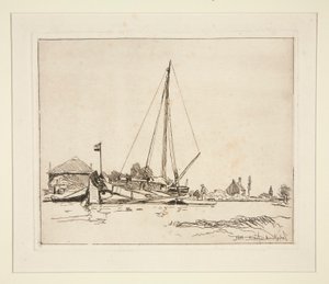 La Barque amarre (Ukotvená loď) od Johan-Barthold Jongkind