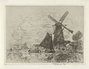 Větrné mlýny poblíž Rotterdamu od Johan Barthold Jongkind