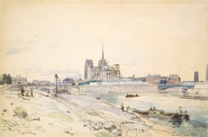 Notre Dame v Paříži při pohledu z Quai de la Tournelle