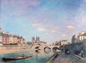Seina a Notre-Dame v Paříži, 1864.