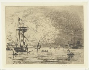 Výjezd z přístavu Honfleur Sortie du port de Honfleur (název na objektu) od Johan Barthold Jongkind