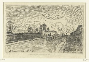 Výjezd z nemocnice Cochin (Faubourg Saint-Jacques, Paříž) Sortie de la Maison Cochin (Faubourg Saint-Jacques) (název na objektu) od Johan Barthold Jongkind