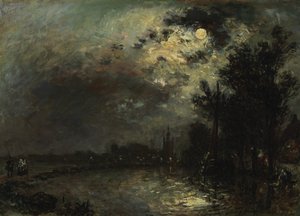 Pohled na Overschie v měsíčním světle, 1872