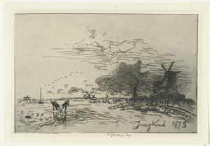 Zimní krajina poblíž Rotterdamu od Johan Barthold Jongkind