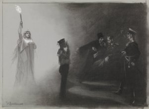 Návrh pro ilustraci v De Amsterdammer: Porážka Ruska na moři, 4. června 1905