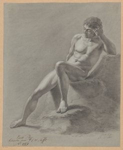 Sedící mužský akt, pohled zepředu (1. cena 1807) od Johan Christiaan Willem Safft