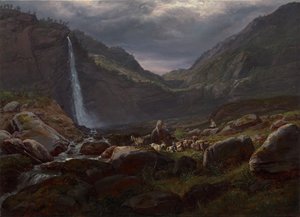 Vodopád Feige (Feigefossen), Lysterfjord, Norsko od Johan Christian Dahl