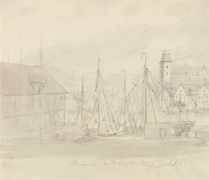 Přístav v Bergenu od Johan Christian Dahl