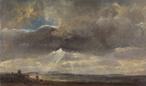 Mraky a sluneční paprsky nad Windbergem u Drážďan od Johan Christian Dahl