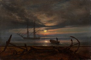 Dánské pobřeží za měsíčního svitu od Johan Christian Dahl
