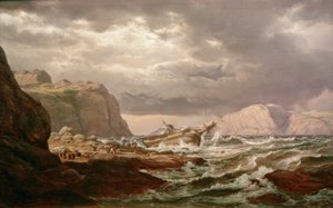 Uvízlá loď na norském pobřeží od Johan Christian Dahl