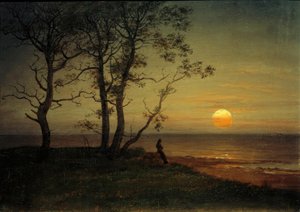 Mořské pobřeží v měsíčním světle od Johan Christian Dahl